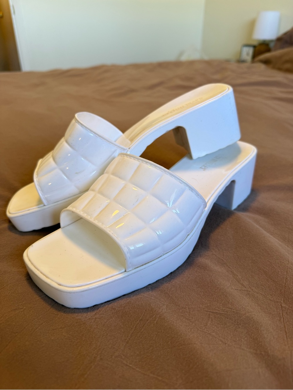 White Block Heels